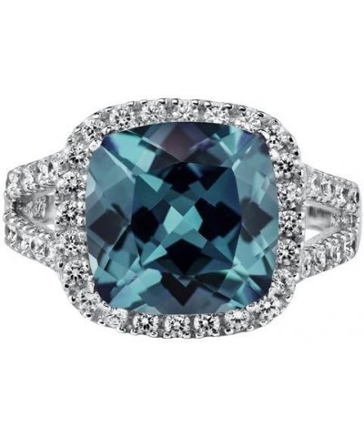 Simulated Alexandrite Signature Ring for Women 925 Sterling Silver, Large Color-Changing 7.75 Carats Cushion Cut 11mm, Sizes ...