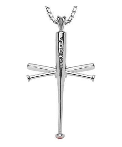 The Original Baseball Bat Cross Necklace Silver 18.0 Inches $51.43 Necklaces