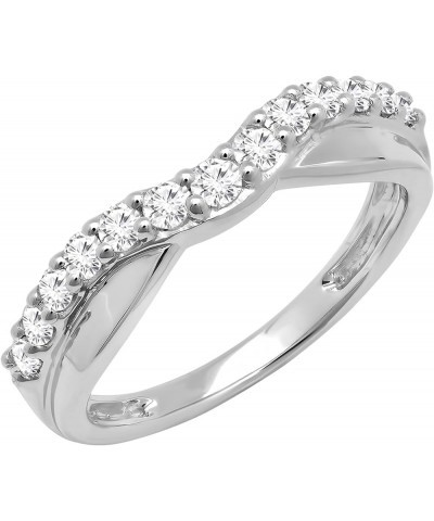 0.55 Carat (ctw) Round White Diamond Contour Wedding Band for Women in 10K Gold 7.5 White Gold $282.97 Bracelets