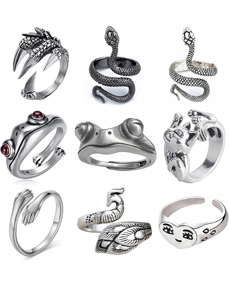 Snake Ring for Women Vintage Animal Cobra Rings Adjustable Snake Ring 9PCS Punk Ring $7.50 Rings