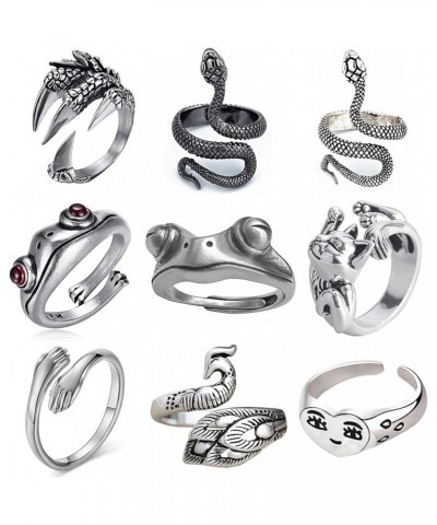 Snake Ring for Women Vintage Animal Cobra Rings Adjustable Snake Ring 9PCS Punk Ring $7.50 Rings