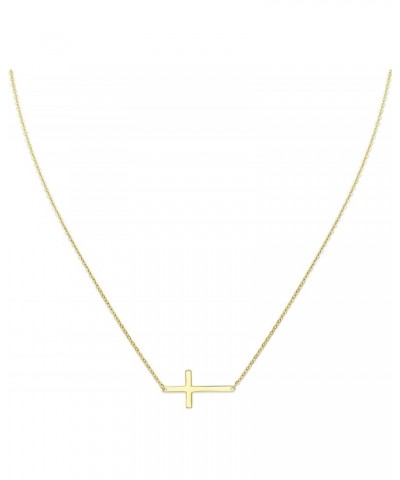 14k Yellow Gold Polished Side Way Cross Necklace - 18 $42.56 Necklaces