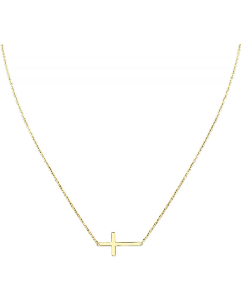 14k Yellow Gold Polished Side Way Cross Necklace - 18 $42.56 Necklaces