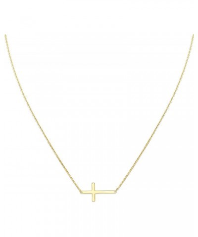 14k Yellow Gold Polished Side Way Cross Necklace - 18 $42.56 Necklaces