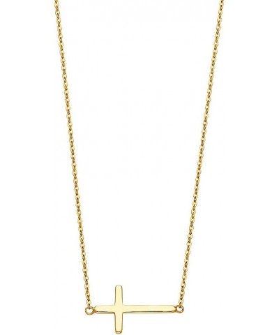 14k Yellow Gold Polished Side Way Cross Necklace - 18 $42.56 Necklaces