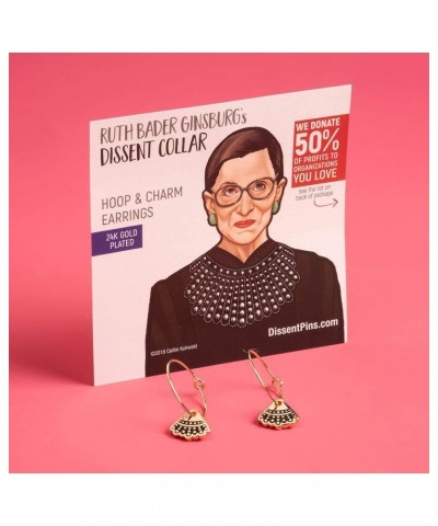 RBG Dissent Collar Chandelier, Dangle Drop, Hook & Hoop, Charm - Earrings for Women - 24k Gold Plated | Ruth Bader Ginsburg's...