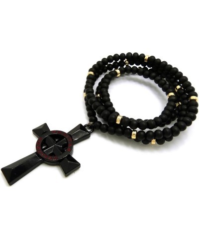 Veritas Aequitas Cross Pendant 6mm 30" Black Wooden Bead and Metal Disc Necklace Black/Gold-Tone Disc $13.43 Necklaces