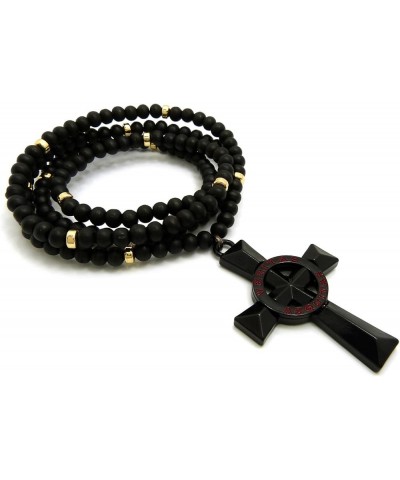 Veritas Aequitas Cross Pendant 6mm 30" Black Wooden Bead and Metal Disc Necklace Black/Gold-Tone Disc $13.43 Necklaces