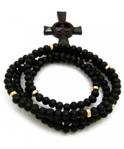 Veritas Aequitas Cross Pendant 6mm 30" Black Wooden Bead and Metal Disc Necklace Black/Gold-Tone Disc $13.43 Necklaces