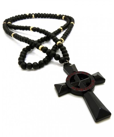 Veritas Aequitas Cross Pendant 6mm 30" Black Wooden Bead and Metal Disc Necklace Black/Gold-Tone Disc $13.43 Necklaces