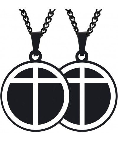 2PCS Christianity Seal Of The Holy Cross And Opus Dei Engraved Symbol Stainless Steel Men Women Jewelry Pendant Necklace Chai...