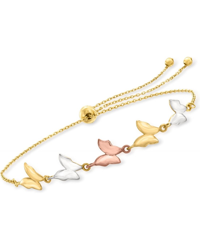 14kt Tri-Colored Gold Butterfly Bolo Bracelet $118.56 Bracelets