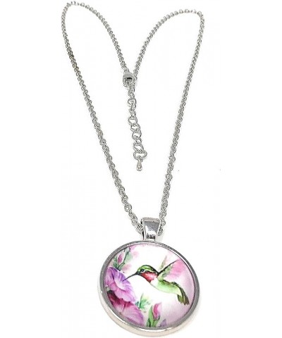 Necklace/Humming Bird Silver Pendant Necklace Green In Morning Glory $11.99 Necklaces