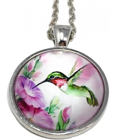 Necklace/Humming Bird Silver Pendant Necklace Green In Morning Glory $11.99 Necklaces