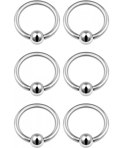 6PCS Captive Ring Ball Cartilage Tragus Nose Septum Earrings Eyebrow Piercing Jewelry More Colors and Size 16g - 8mm - Steel ...