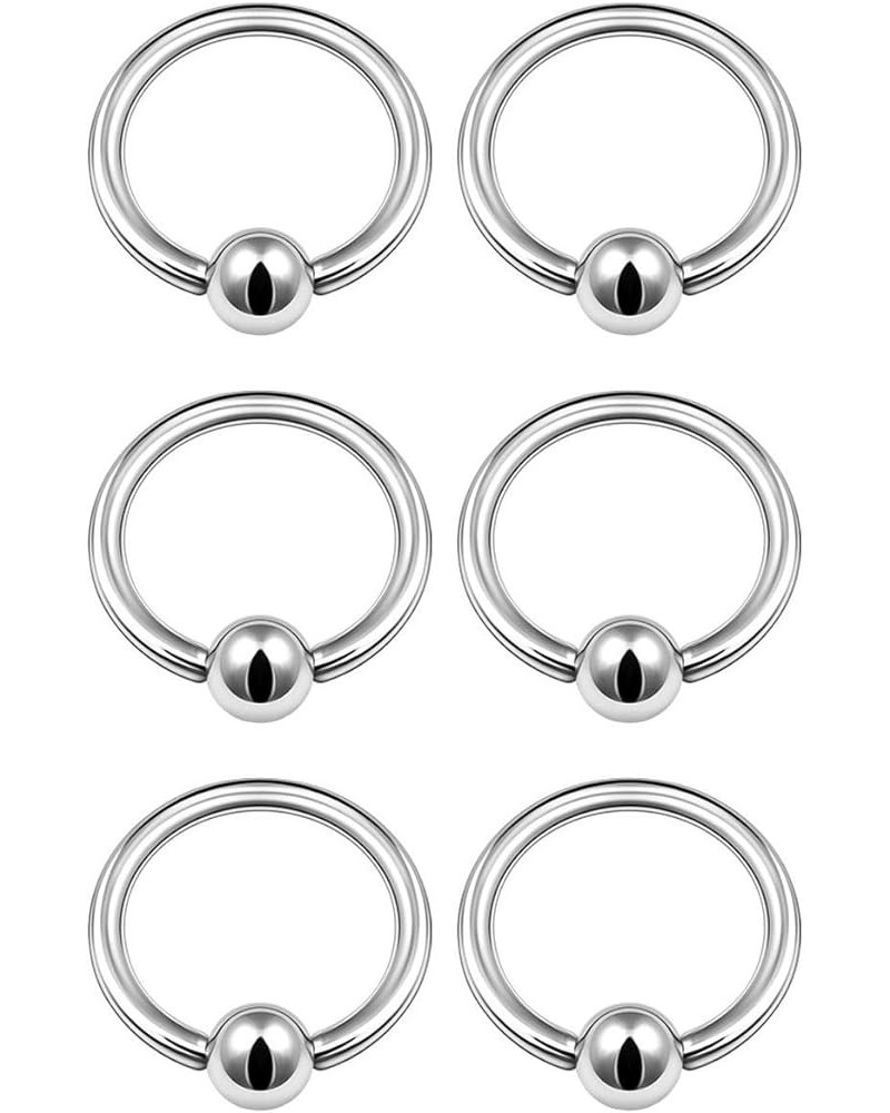 6PCS Captive Ring Ball Cartilage Tragus Nose Septum Earrings Eyebrow Piercing Jewelry More Colors and Size 16g - 8mm - Steel ...