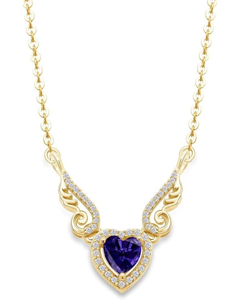 Angel Wings Heart Pendant Necklace In 14K Gold Over Sterling Silver yellow-gold-plated-silver : Alexandrite $21.12 Necklaces