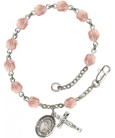 October Birth Month Bead Rosary Bracelet with Patron Saint Petite Charm, 7 1/2 Inch Footprints and Cross $38.81 Bracelets