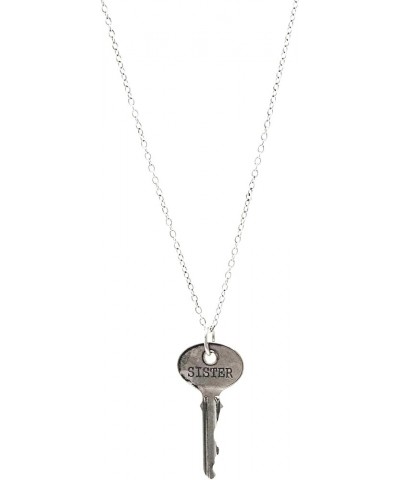 Inspirational Message Key Pendant Necklace 21 Sister - Antique Silver $7.41 Necklaces