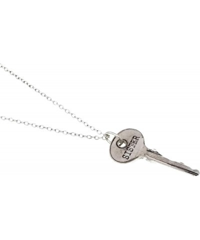 Inspirational Message Key Pendant Necklace 21 Sister - Antique Silver $7.41 Necklaces