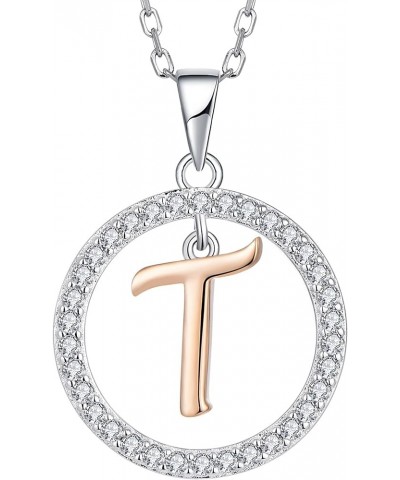 Letter Initial Necklaces for Women 925 Sterling Silver Cubic Zirconia Hanging A-Z Alphabet Pendant Jewelry T $19.80 Necklaces