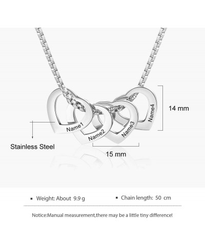 Personalized Couple Stainless Steel Necklace Engraved 2-5 Names Heart Charm Necklace Gifts for Men Women Initial Hearts Penda...