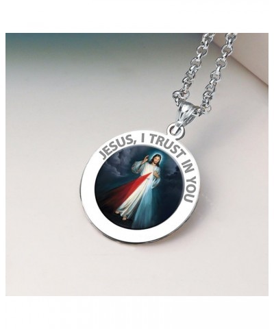 Divine Mercy Round Religious Medal, Available in Sterling Silver and Solid 10K or 14K Gold 14K Solid Yellow Gold 1 x 1 Inch I...