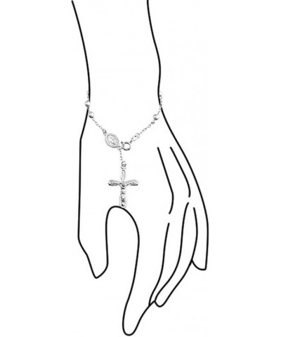 Religious Jesus Crucifix Infinity Cross Virgin Mary Rosary Prayer Beads .925 Sterling Silver Bracelet For Women Communion 3MM...