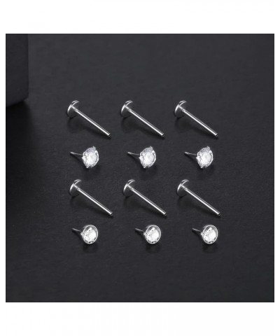 6PCS 20G 18G 16G Threadless Push in Labret Stud for Lip Nose Ear 6/8/10/12mm Threadless Earring Labret Stainless Steel Tragus...