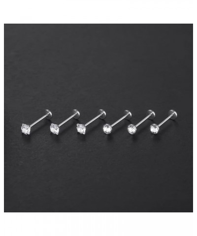 6PCS 20G 18G 16G Threadless Push in Labret Stud for Lip Nose Ear 6/8/10/12mm Threadless Earring Labret Stainless Steel Tragus...