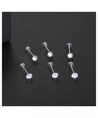 6PCS 20G 18G 16G Threadless Push in Labret Stud for Lip Nose Ear 6/8/10/12mm Threadless Earring Labret Stainless Steel Tragus...