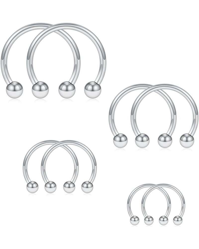 8PCS 16G Stainless Steel Nose Septum Horseshoe Earring Eyebrow Septum Lip Helix Tragus Piercing Ring 6-12mm 8PCS - 14G Silver...