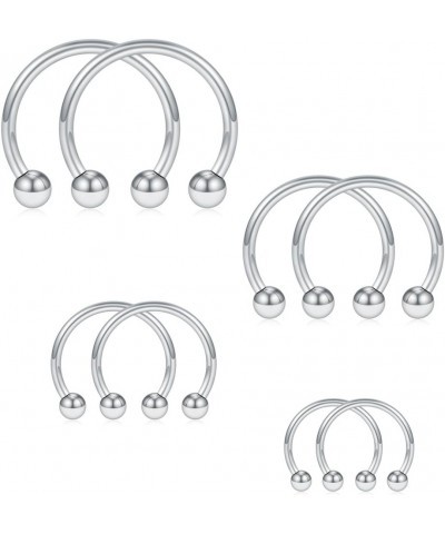 8PCS 16G Stainless Steel Nose Septum Horseshoe Earring Eyebrow Septum Lip Helix Tragus Piercing Ring 6-12mm 8PCS - 14G Silver...