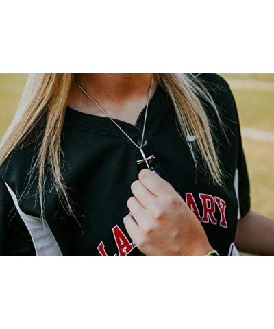 The Original Baseball Bat Cross Necklace Silver 18.0 Inches $51.43 Necklaces