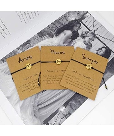 Gold/Silver Zodiac Couple Bracelet 12 Constellation Astrology Card Packaging Horoscope Bracelet for Women Girls Teens Birthda...