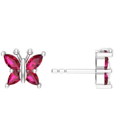 925 Sterling Butterfly Stud Earrings with Push Backs, Attractive Marquise Cut Earrings For Women, Rhodium Plated For Beautifu...