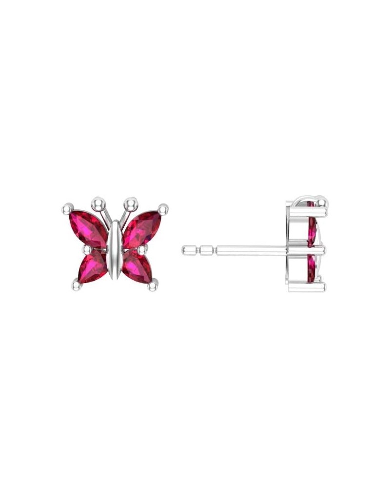 925 Sterling Butterfly Stud Earrings with Push Backs, Attractive Marquise Cut Earrings For Women, Rhodium Plated For Beautifu...