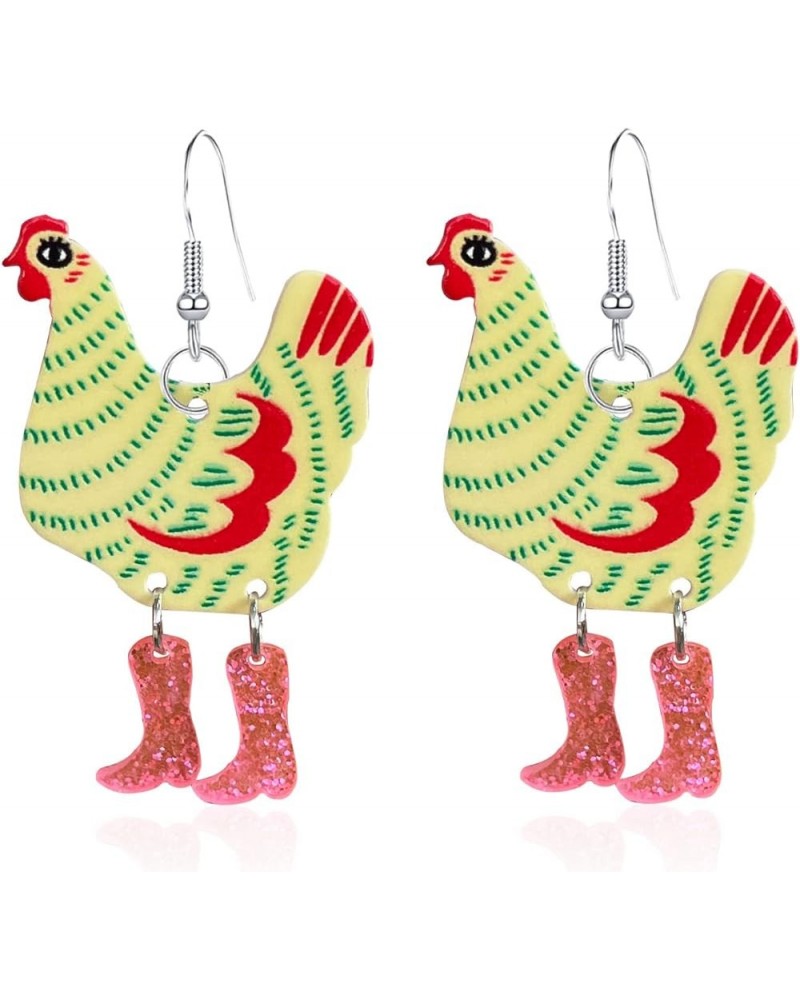 Animal Funny Cute Kawaii Acrylic Big Rooster Animal Chicken Dangle Dangle Earrings Colorful Boots Chicken Earrings for Women ...