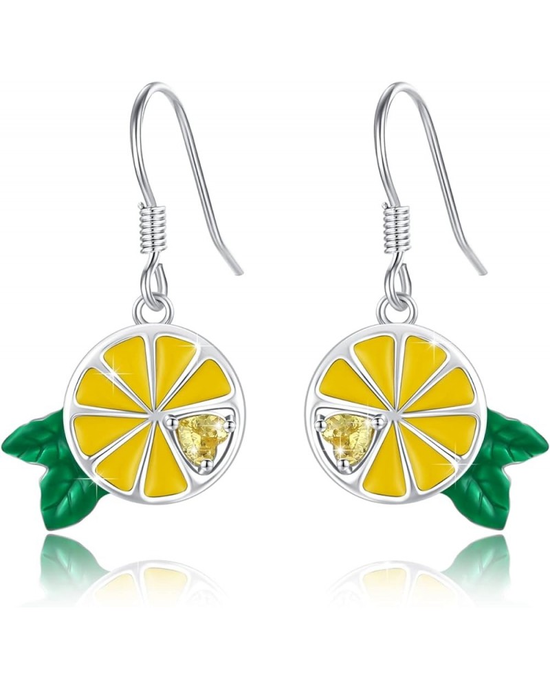 Lemon Earrings 925 Sterling Silver Fruit Lemon/Limes Drop Earrings Fresh Summer Earrings cute Lemon Jewelry Gift For Best Fri...