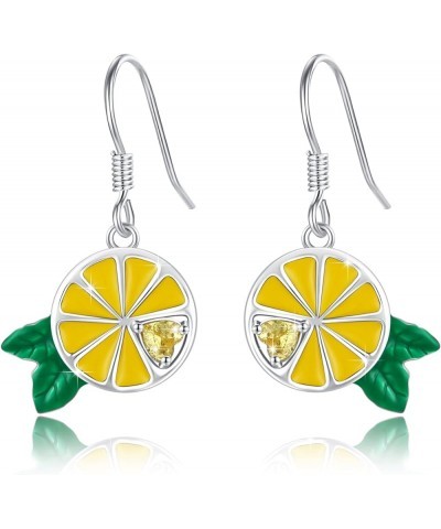 Lemon Earrings 925 Sterling Silver Fruit Lemon/Limes Drop Earrings Fresh Summer Earrings cute Lemon Jewelry Gift For Best Fri...