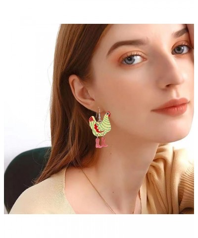 Animal Funny Cute Kawaii Acrylic Big Rooster Animal Chicken Dangle Dangle Earrings Colorful Boots Chicken Earrings for Women ...