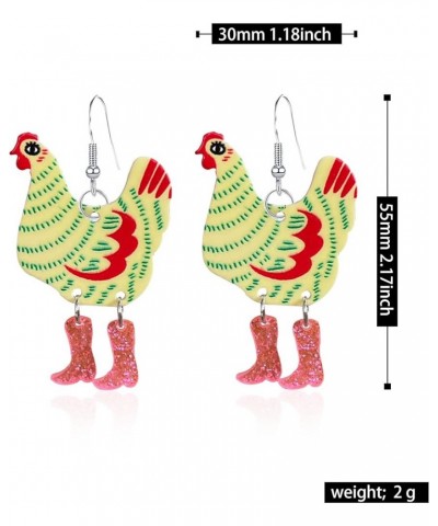 Animal Funny Cute Kawaii Acrylic Big Rooster Animal Chicken Dangle Dangle Earrings Colorful Boots Chicken Earrings for Women ...