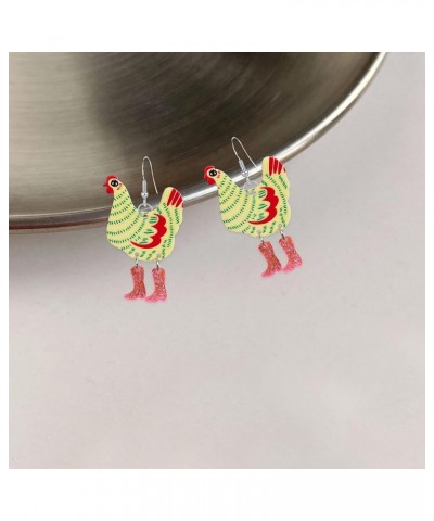 Animal Funny Cute Kawaii Acrylic Big Rooster Animal Chicken Dangle Dangle Earrings Colorful Boots Chicken Earrings for Women ...