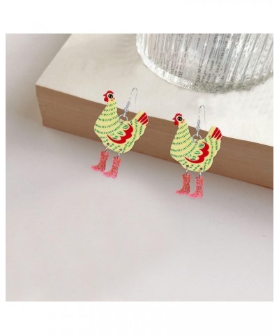 Animal Funny Cute Kawaii Acrylic Big Rooster Animal Chicken Dangle Dangle Earrings Colorful Boots Chicken Earrings for Women ...