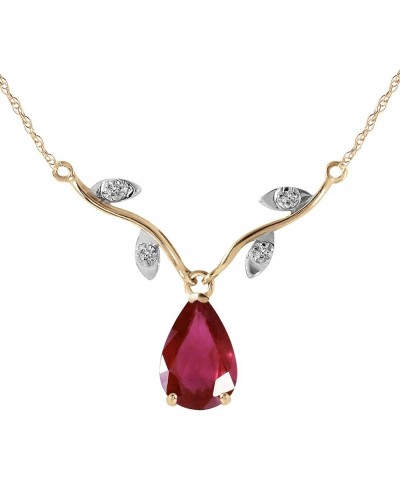 14k Solid Yellow Gold 1.72 ct Ruby Diamond Pendant Necklace 14.0 Inches $178.98 Necklaces