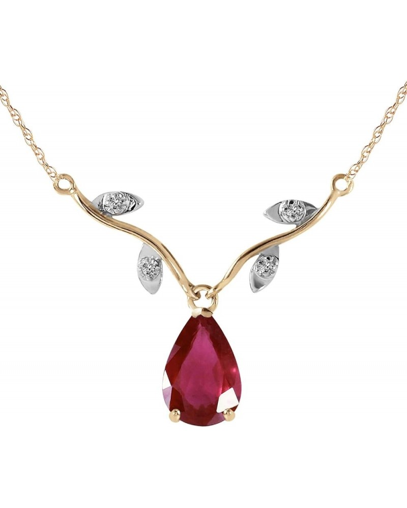 14k Solid Yellow Gold 1.72 ct Ruby Diamond Pendant Necklace 14.0 Inches $178.98 Necklaces