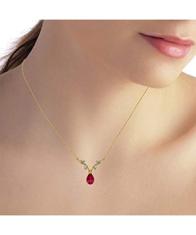 14k Solid Yellow Gold 1.72 ct Ruby Diamond Pendant Necklace 14.0 Inches $178.98 Necklaces