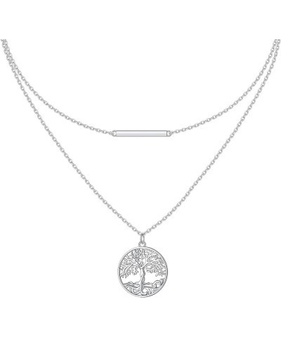 Infinity Heart/Tree of Life/Evil Eye/Triangle Bar Necklace 925 Sterling Silver Layered Necklace for Women Cubic Zirconia Pend...