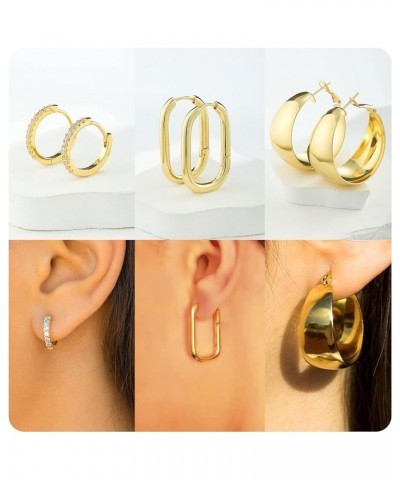 Gold Hoop Earrings Set for Women, 3/6/9 Pairs 16K Gold Plated Gold Twisted Huggie Earrings for Women Teen Girls Lightweight G...