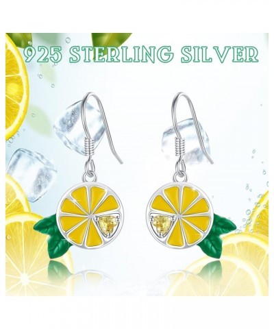 Lemon Earrings 925 Sterling Silver Fruit Lemon/Limes Drop Earrings Fresh Summer Earrings cute Lemon Jewelry Gift For Best Fri...